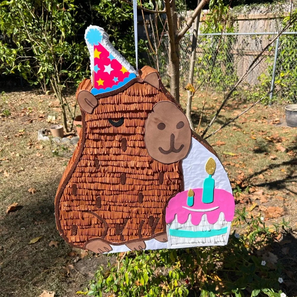 Festive Brown and Pink Capybara Pinata